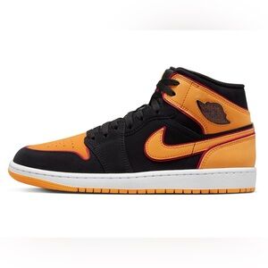 Nike Air Jordan 1 Mid SE FJ4923-008 Black and Orange Mens Size 9.5